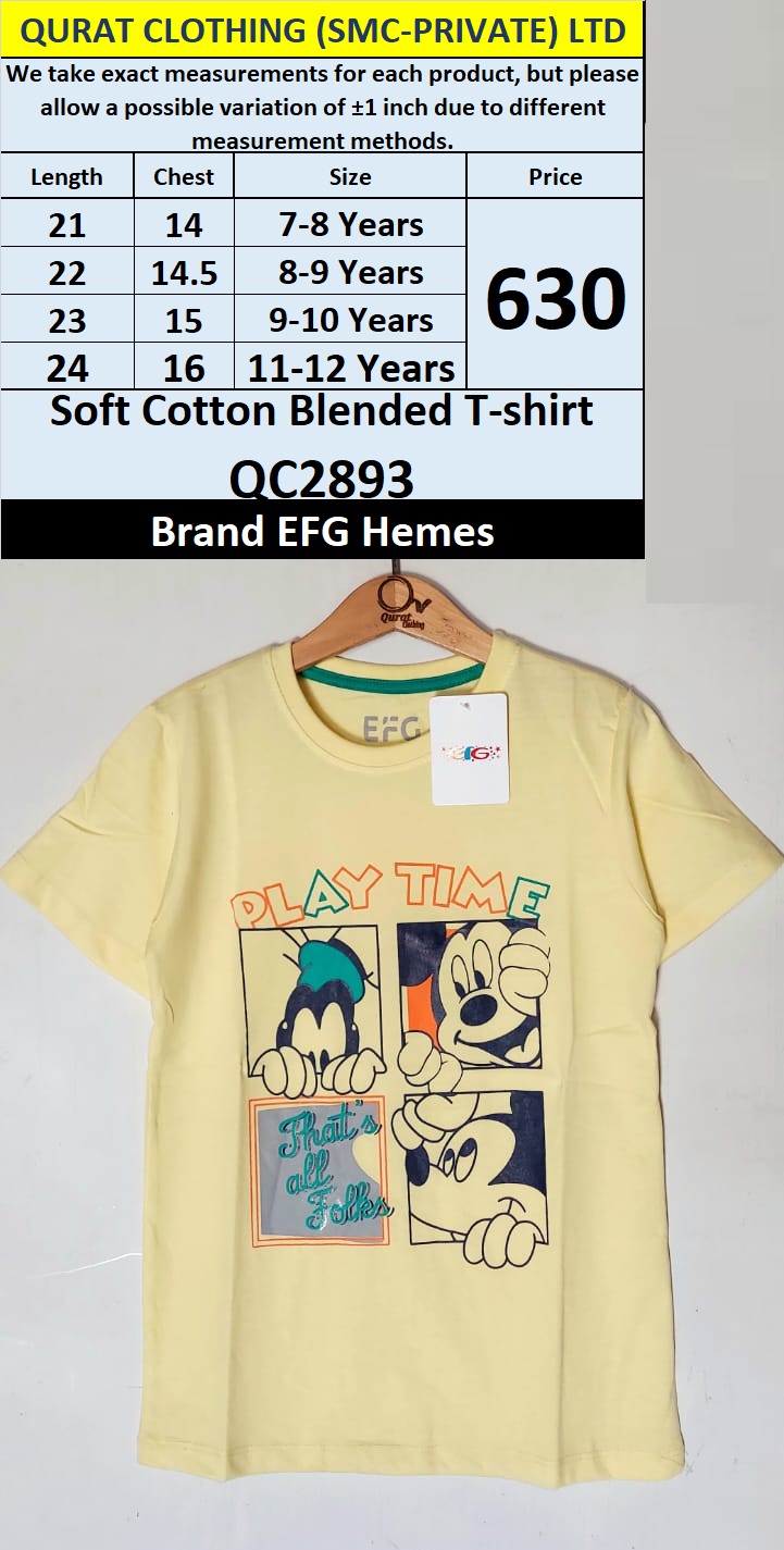 Soft Cotton Blended T-Shirt QC2893  Brand EFG Hemes