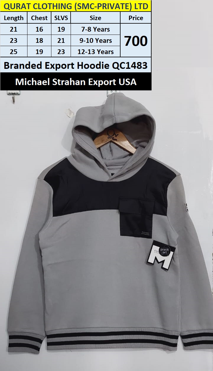 Michael Strahan Brand Grey Pocket Hoodie QC1483 Export USA