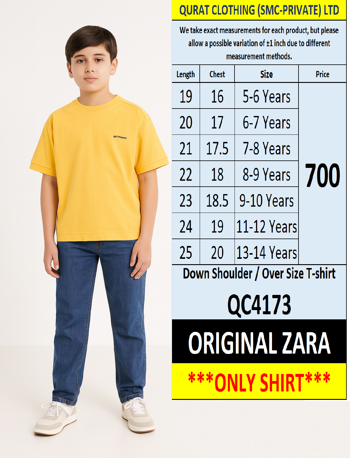 Original Zara Brand Trending Down Shoulder / Over Size T-shirt Export Spain, UK & USA - QC4173