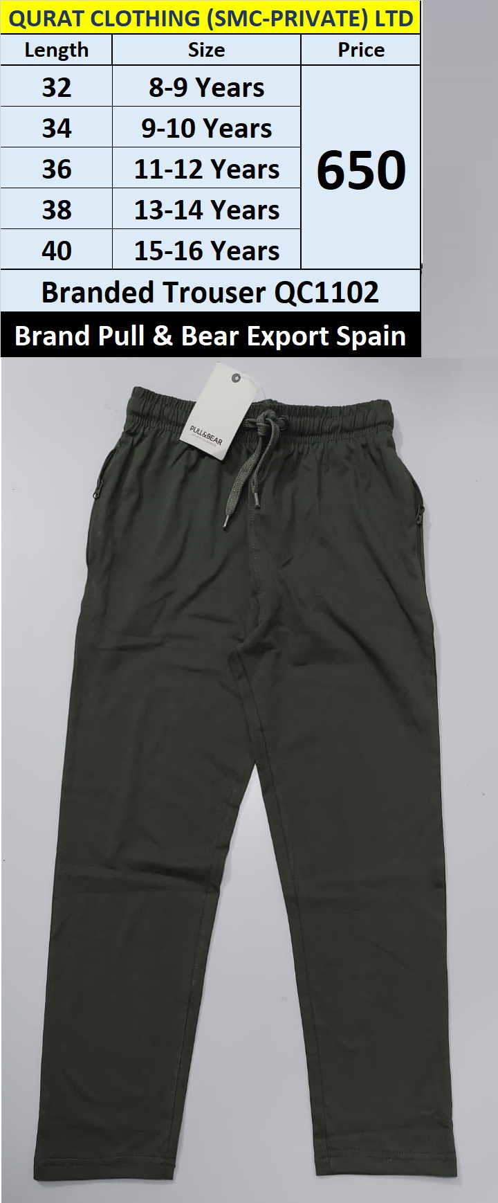 Pull & Bear Brand Summer Trouser QC1102 Export Spain 