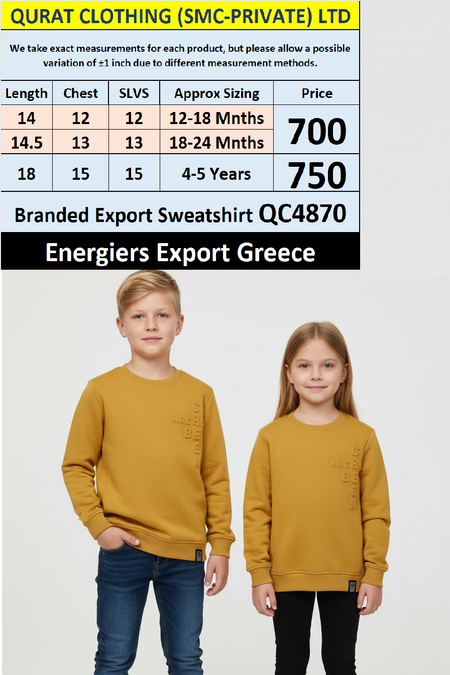 Energiers Brand Mustard Sweatshirt QC4870 – Export Greece
