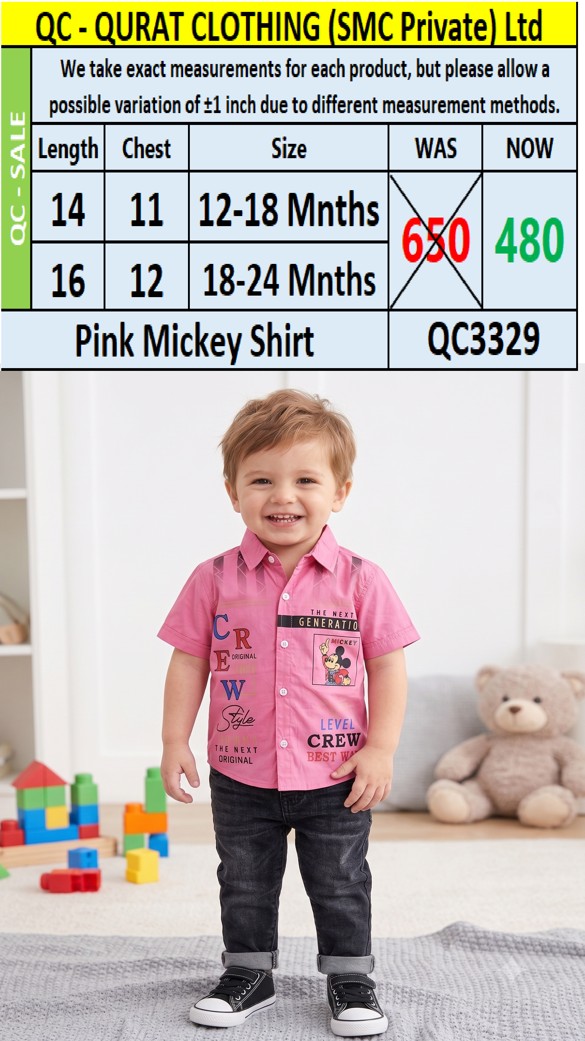 Pink Mickey Shirt QC3329