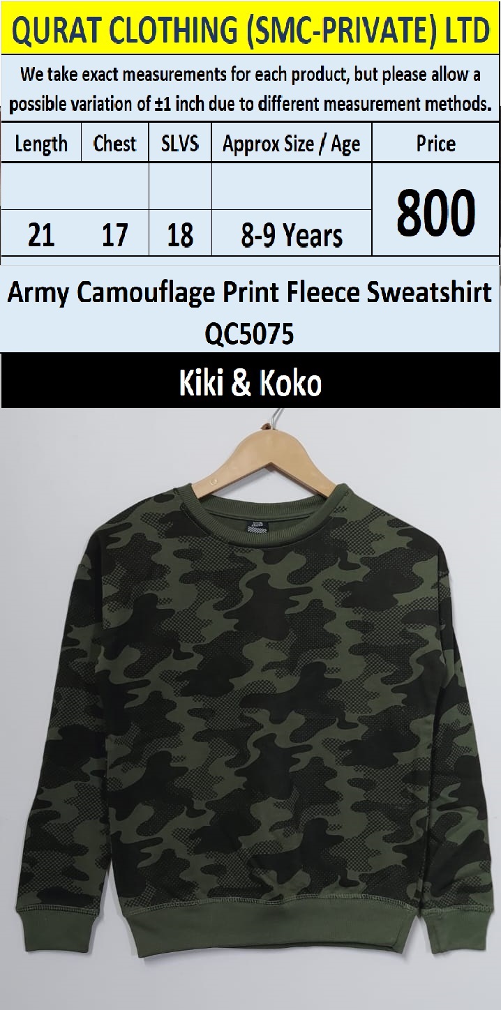 Kiki & Koko Army Camouflage Print Fleece Sweatshirt QC5075 – Export Europe