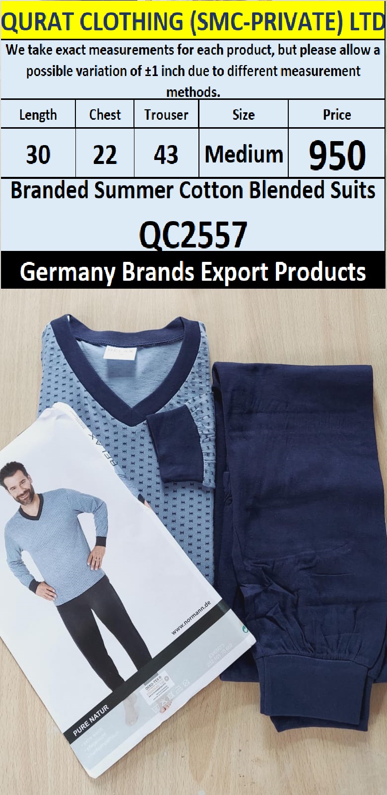 International Brands Summer Cotton Blended Suits Export Germany QC2557