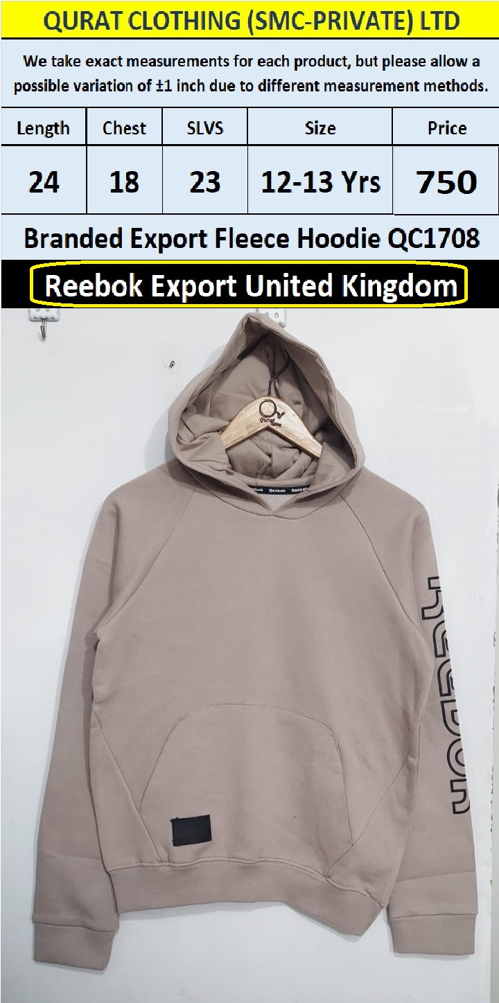 Branded Export Fleece Hoodie QC1708 | Export United Kingdom - Qurat Clothing