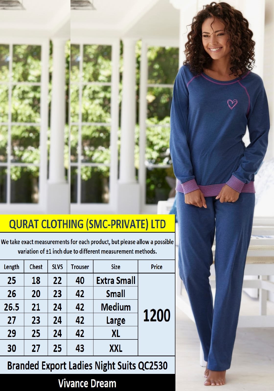 Vivance Dream Brand Ladies Night Suits QC2530 Export Product