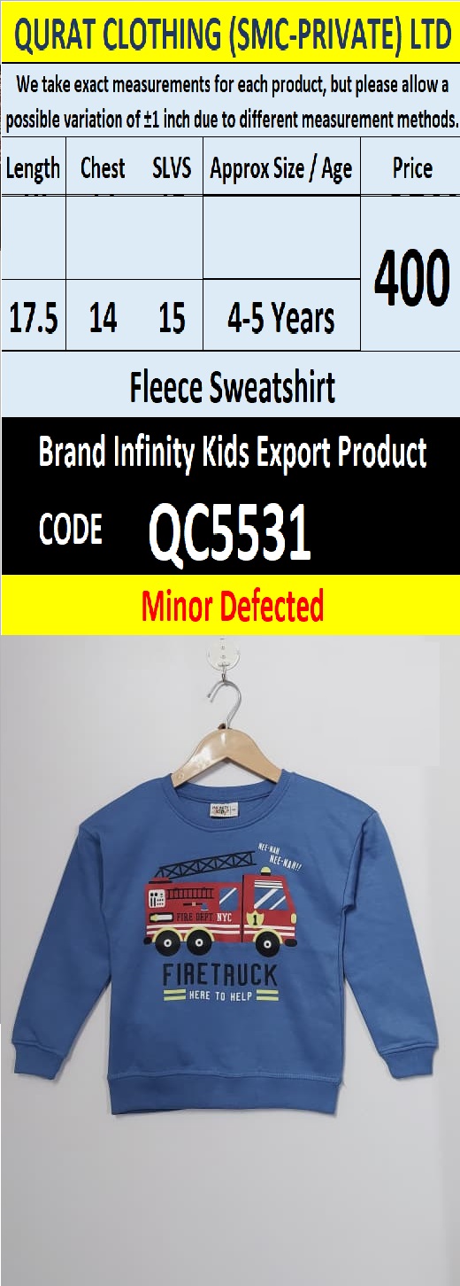 Brand Infinity Kids Fleece Sweatshirt Export Europe or USA (Minor Defected Product) - QC5531