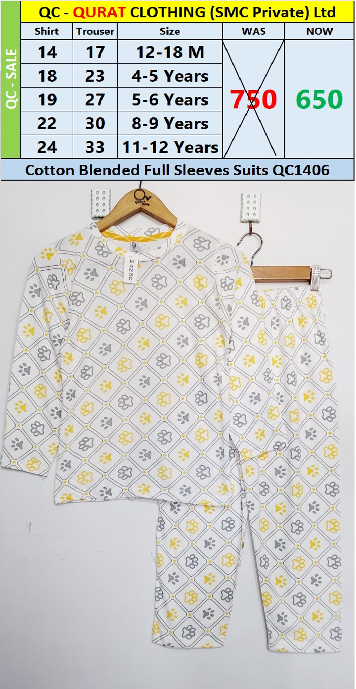 Pug marks / Animal Foot prints Cotton Blended Suit QC1406