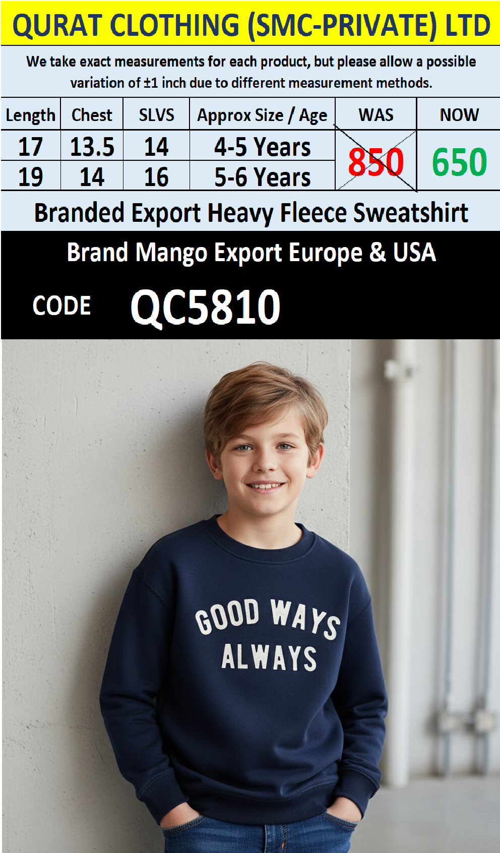 Mango Brand Heavy Fleece Sweatshirt Export Europe - QC5810