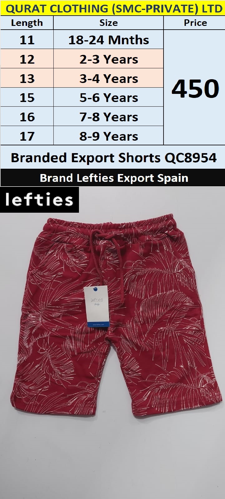 Lefties Brand Export Shorts QC8954 Export Spain