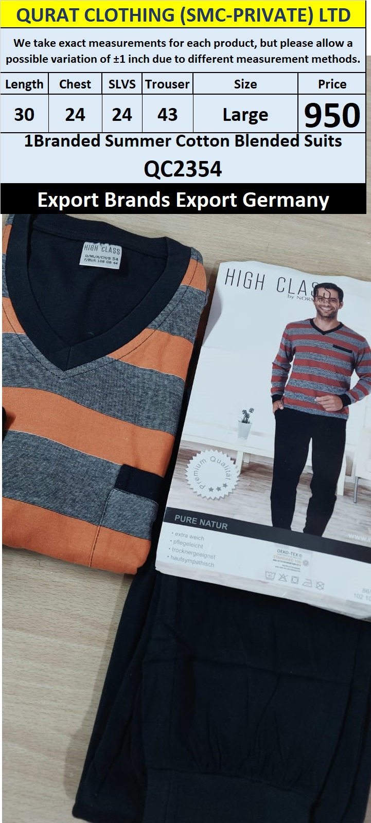 International Brands Summer Cotton Blended Suits Export Germany QC2354