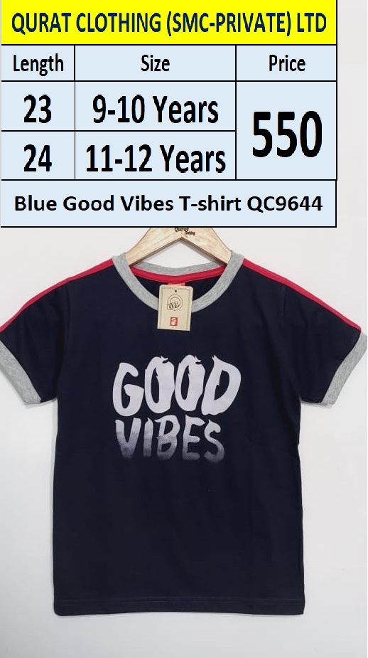 Tealish Blue Good Vibes T-shirt QC9644 Brand Childhood