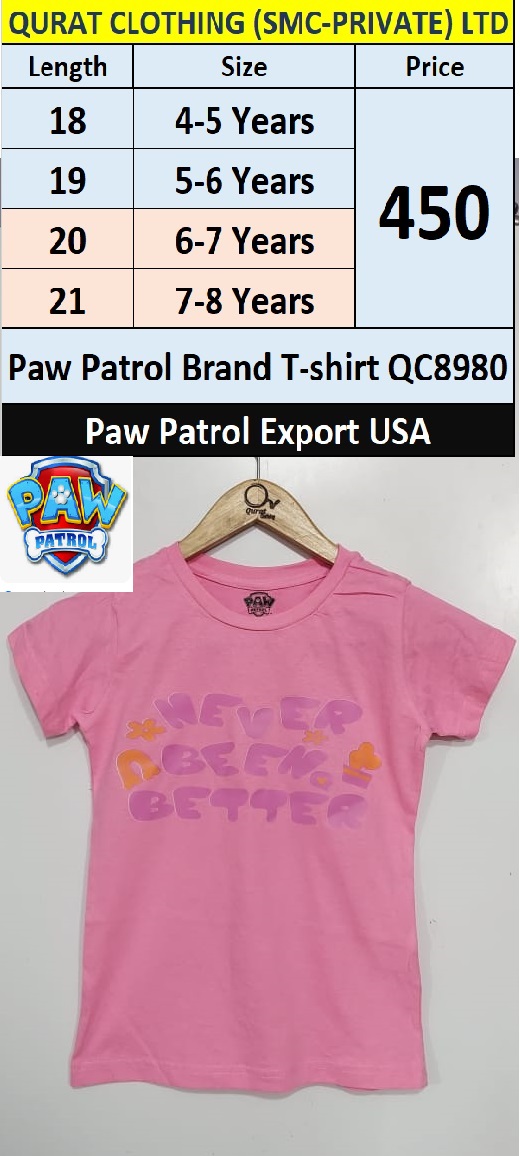 Paw Patrol Brand T-shirt QC8980 Export USA
