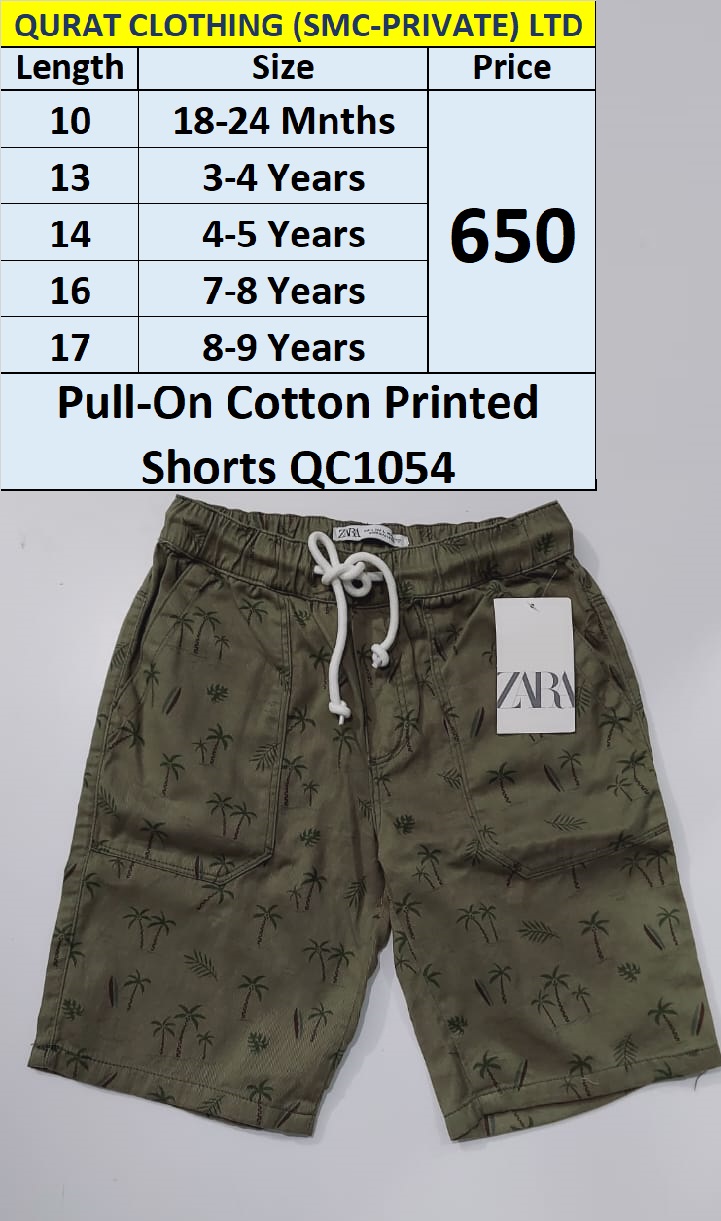 Pull-On Cotton Trees & Leaves Printed Shorts QC1054