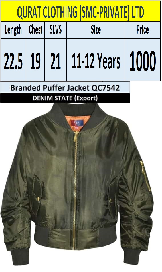 Branded Export Puffer Jacker QC7542 Brand Denim State