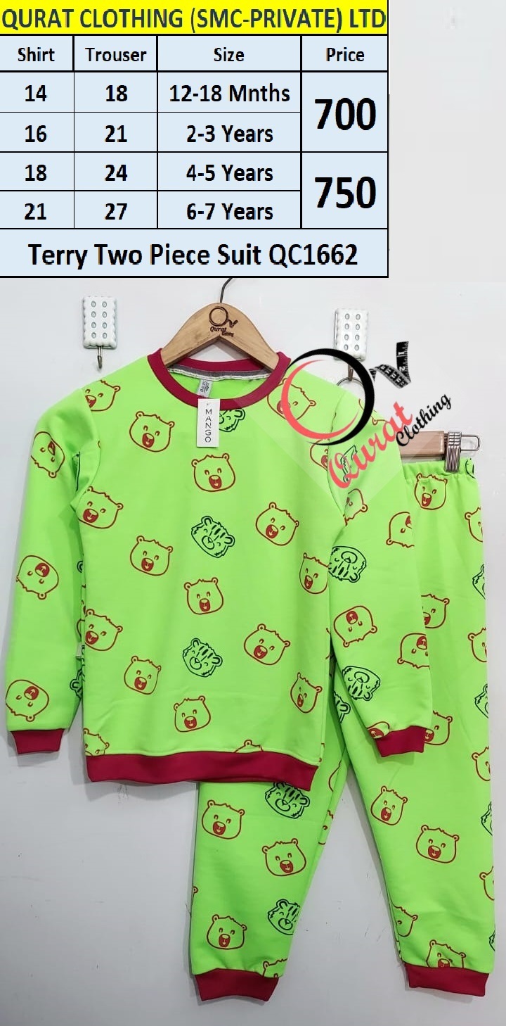 Green Bear Face Two Piece Suit QC1662