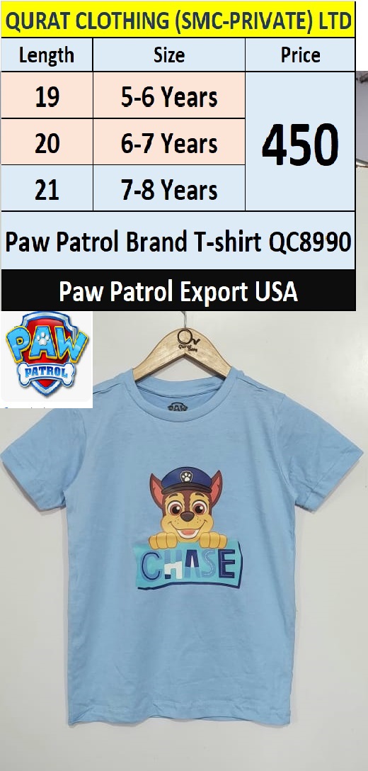 Paw Patrol Brand T-shirt QC8990 Export USA