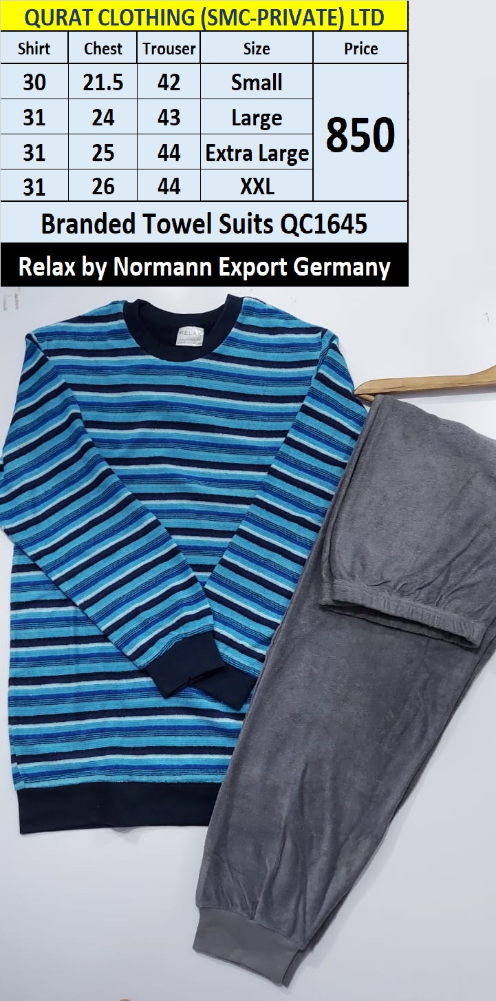 Normann by Relax Brand Towel Fabric Night Wear Suit QC1645 Export Germany