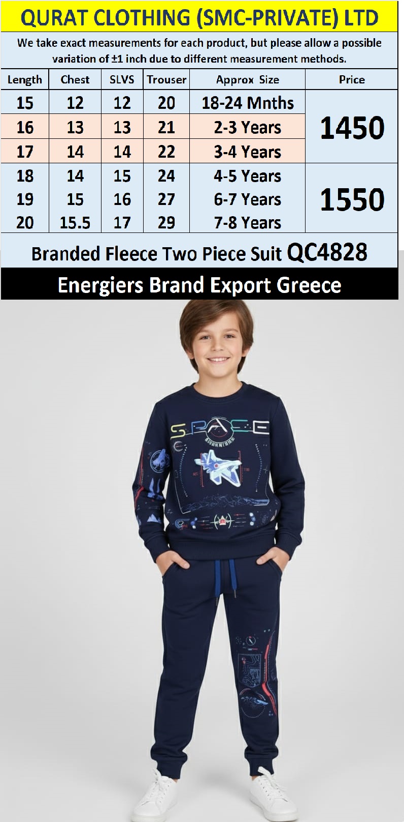Energiers Brand Fleece Two Piece Suits QC4828 - Export Greece
