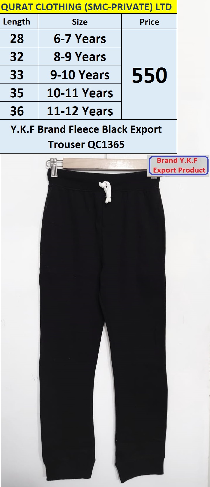 Y.K.F Brand Fleece Black Export Trouser QC1365