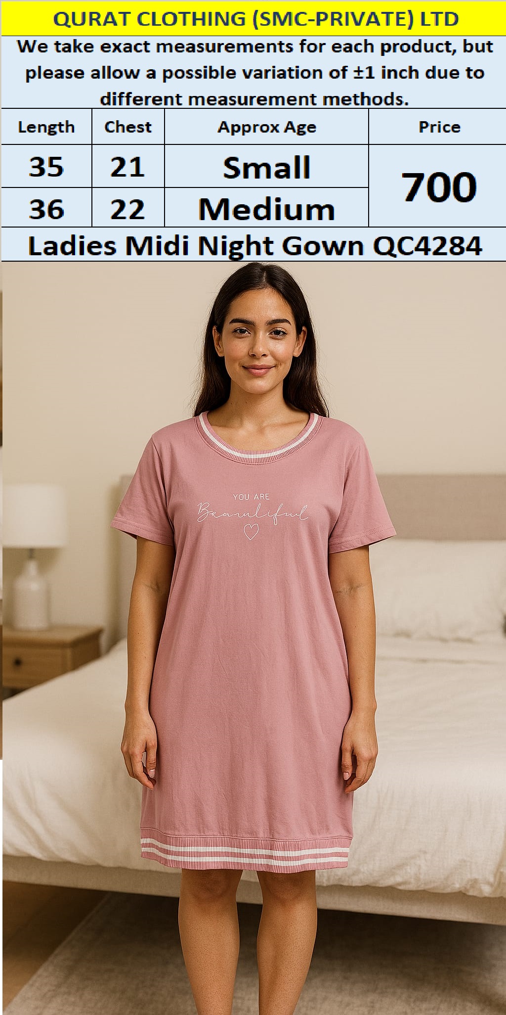 Branded Export Midi Nightgown QC4284