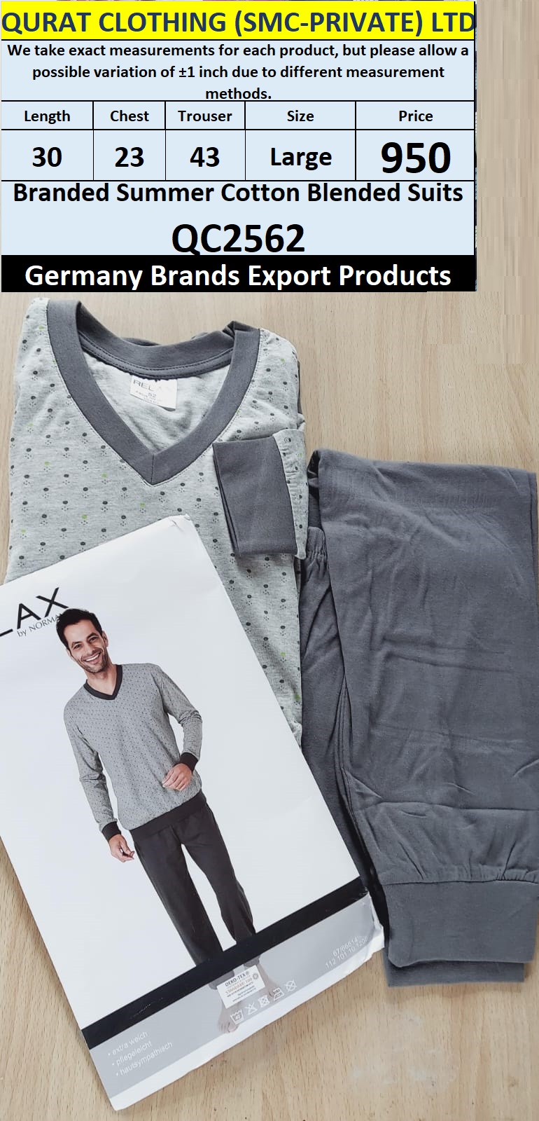 International Brands Summer Cotton Blended Suits Export Germany QC2562