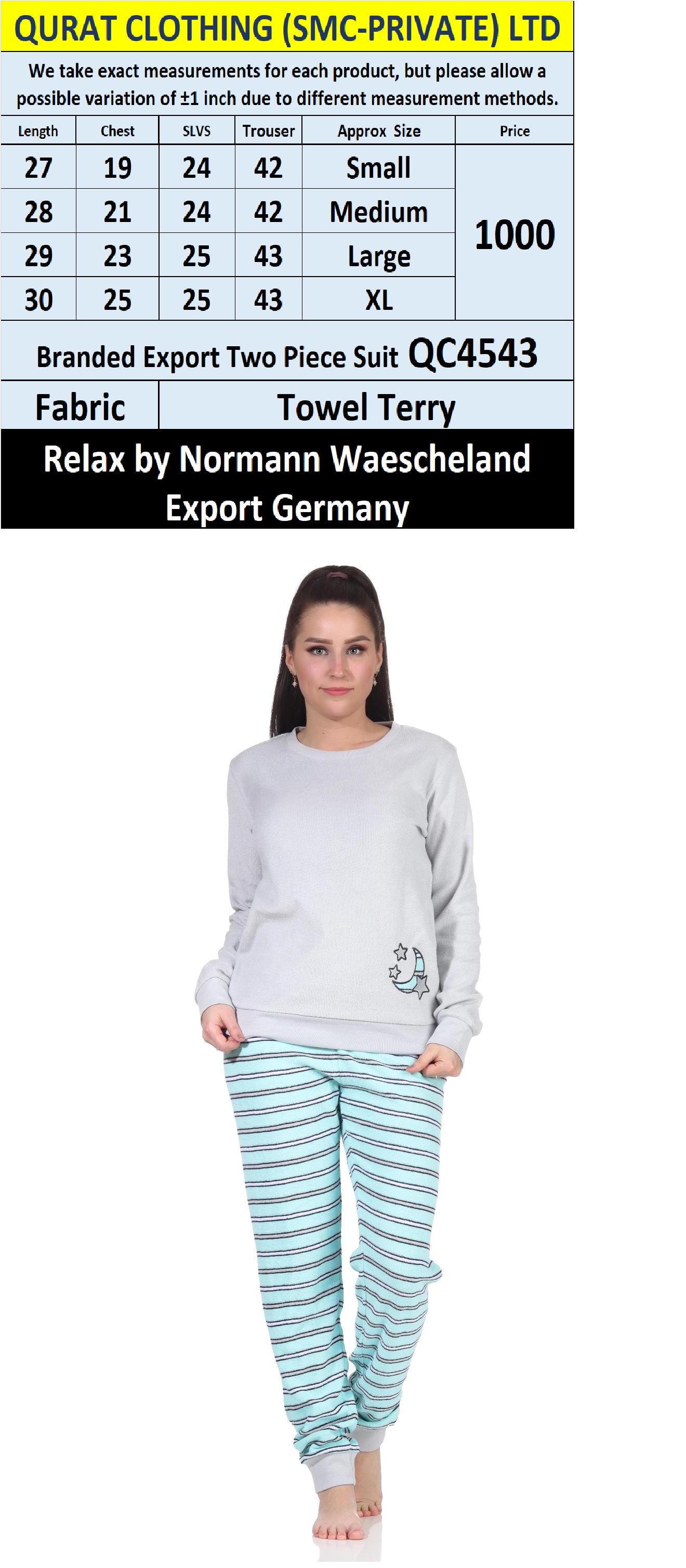 Relax by Normann Waescheland Branded Two Piece Suits QC4543 Export Germany