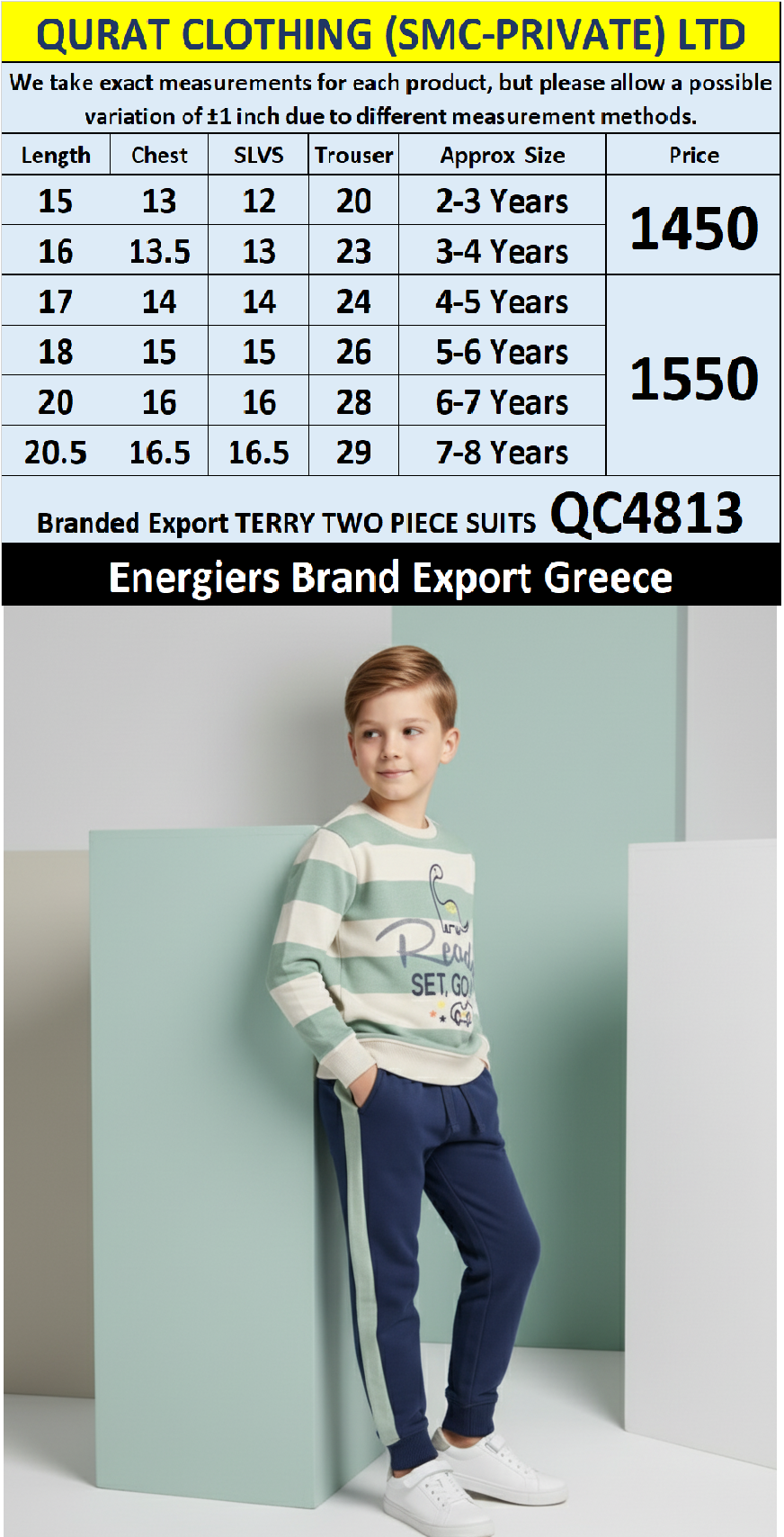 Energiers Brand Terry Two-Piece Suits QC4813 Export Greece 