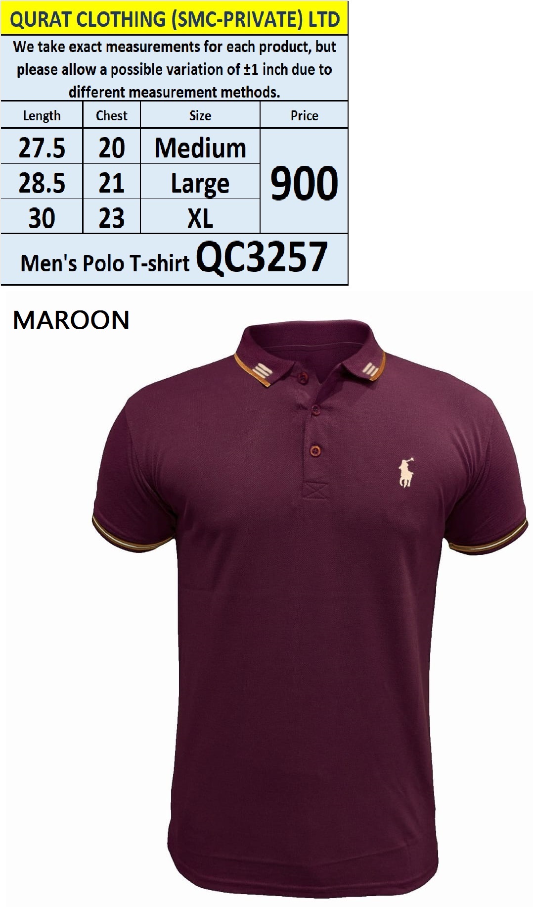 Maroon Men's Polo T-shirt QC3257