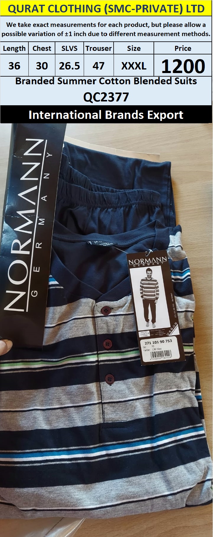 International Brands Summer Cotton Blended Suits Export Germany QC2377