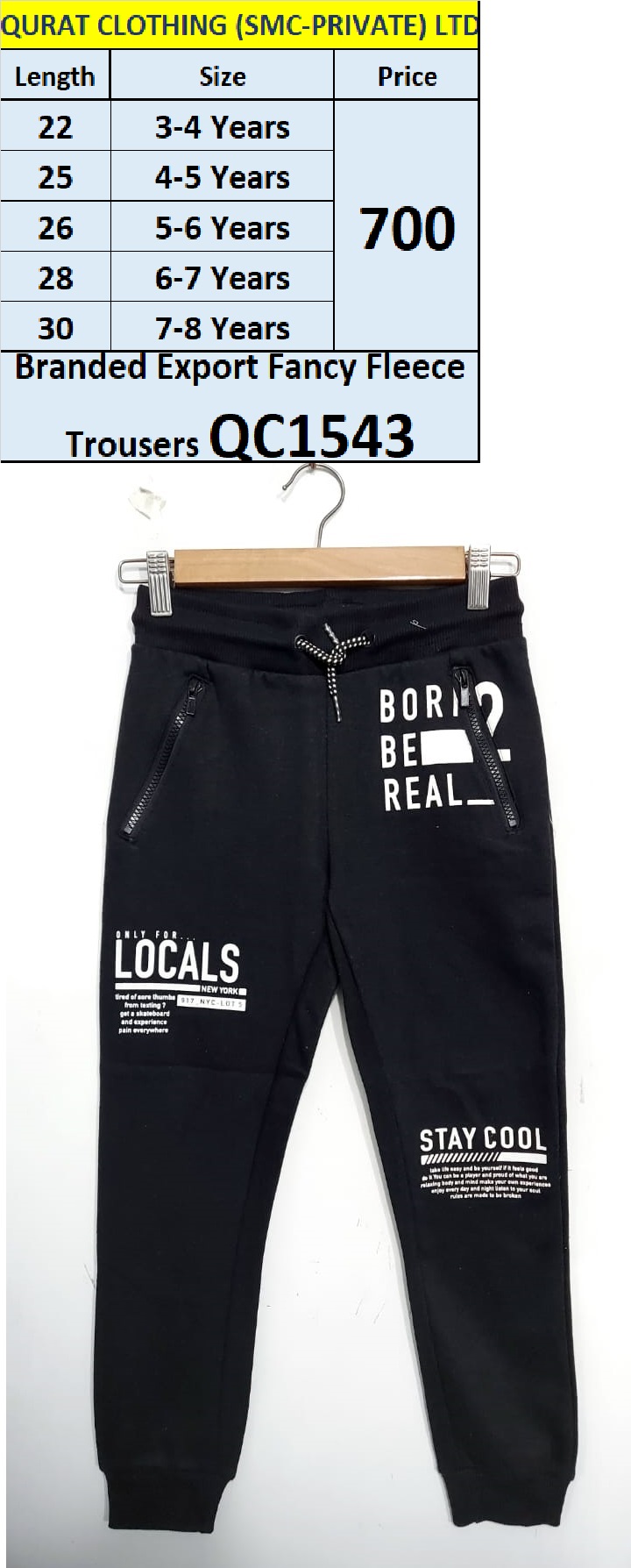 Branded Export Fleece Cargo Trouser QC1543 Export
