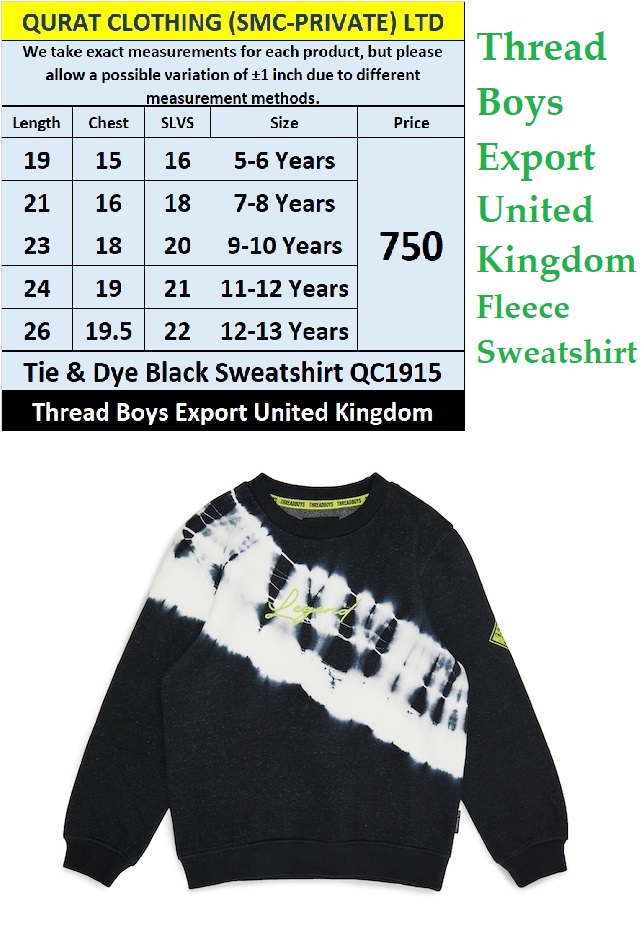 Thread Brand Fleece Sweatshirt QC1915 Export United Kingdom 
