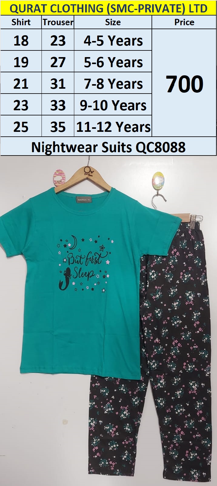 Moons & Stars Mermaid Print Kids Nightwear Suits QC8088