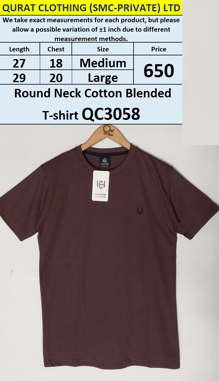 Round Neck Cotton Blended T-shirt QC3058