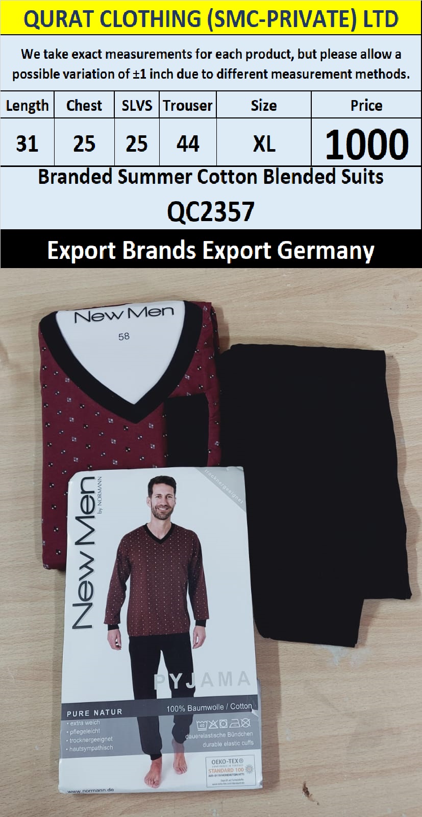 International Brands Summer Cotton Blended Suits Export Germany QC2357