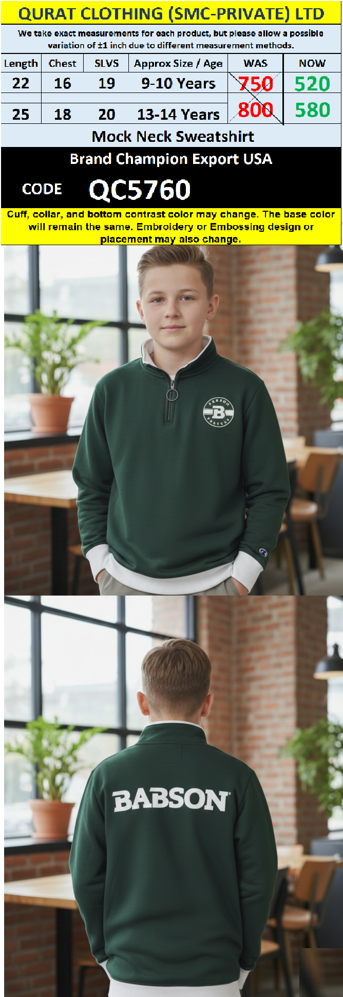 Champion Brand Mock Neck Sweatshirt Export USA - QC5760
