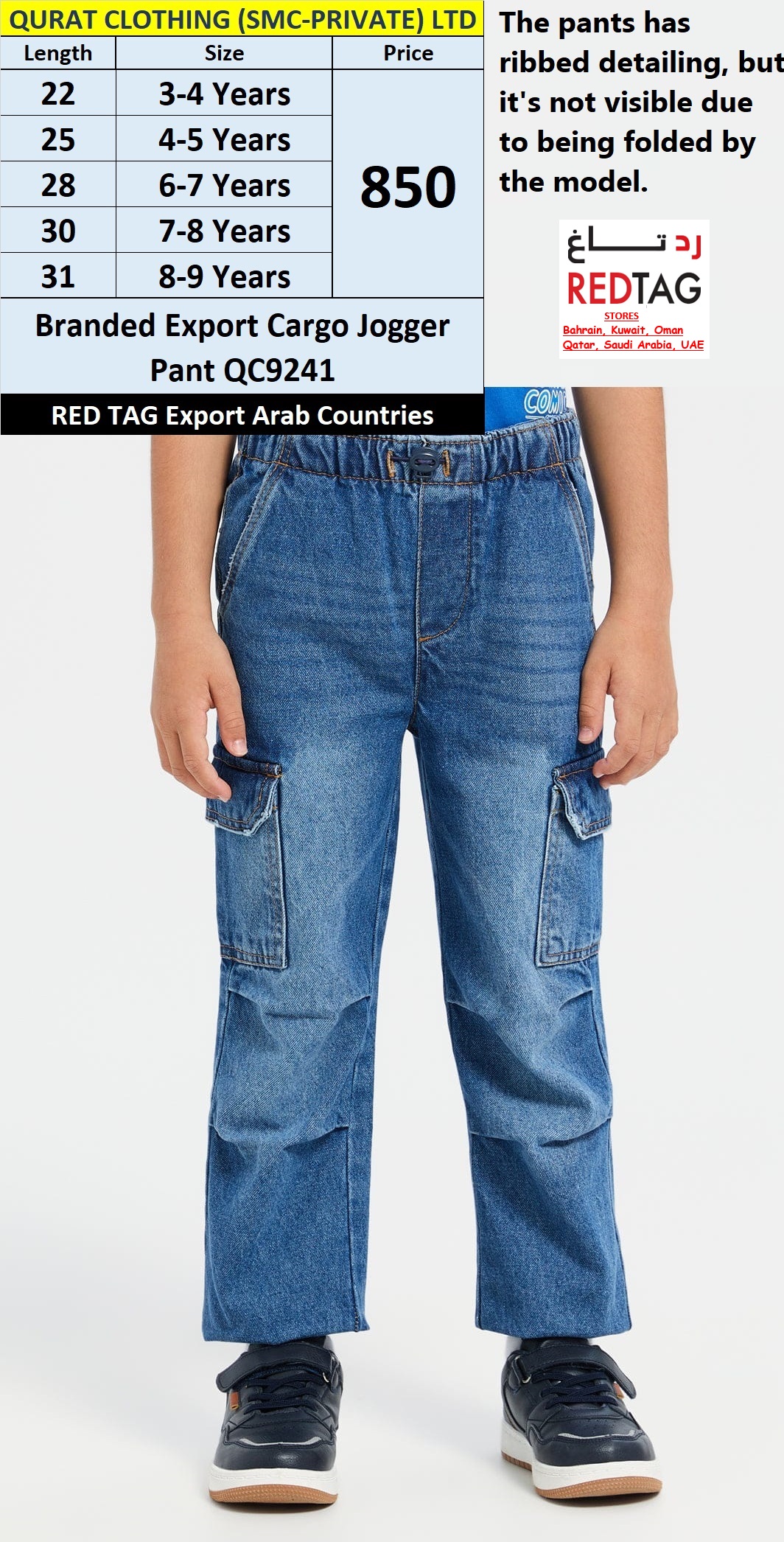 RED TAG Fashion Branded Cargo Jogger Pant QC9241 Export Arab Countries