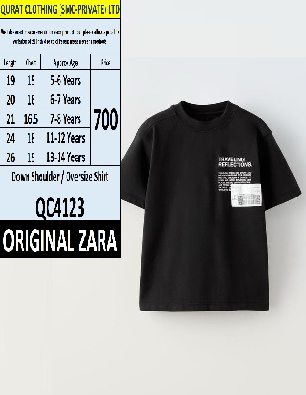 Original Zara Brand Trending Down Shoulder / Over Size T-shirt Export Spain, UK & USA - QC4123