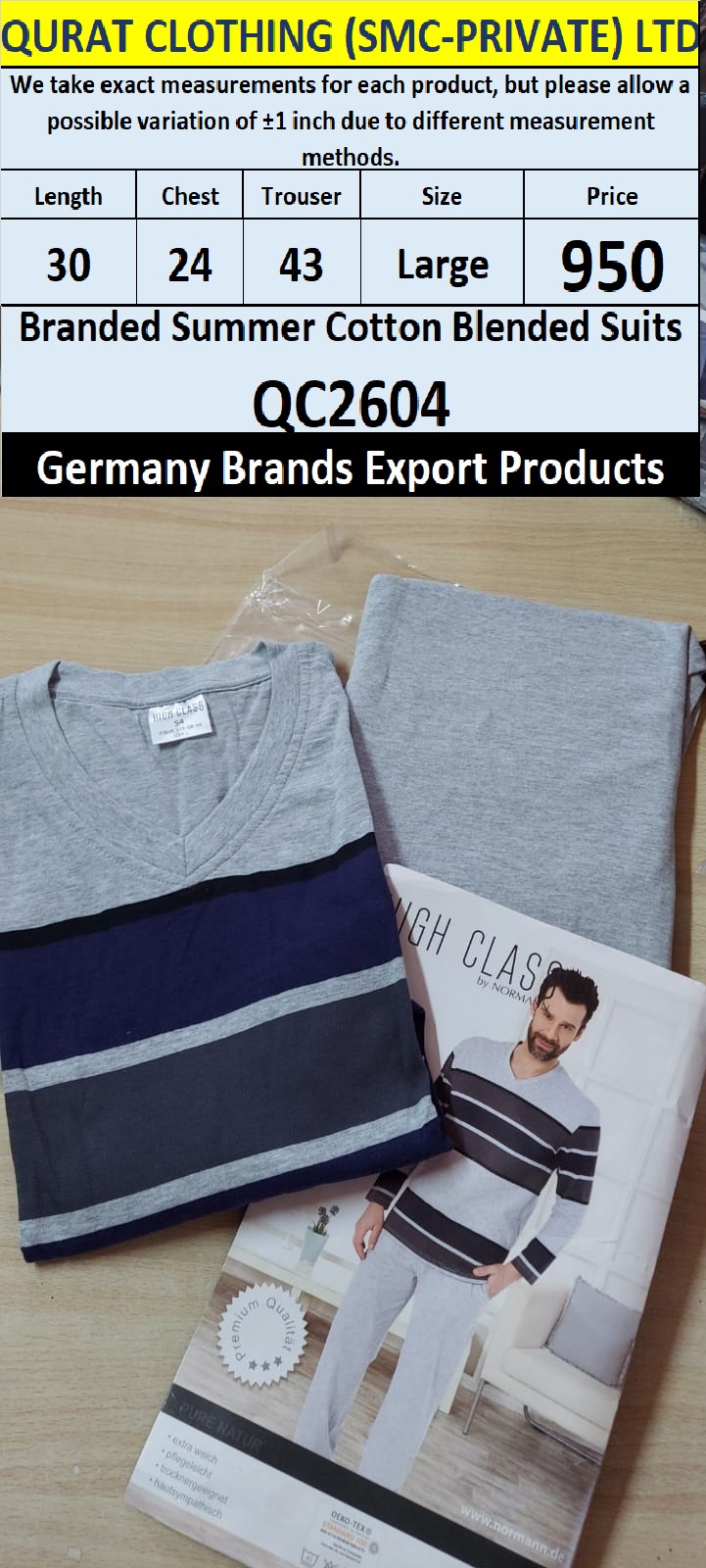 International Brands Summer Cotton Blended Suits Export Germany QC2604