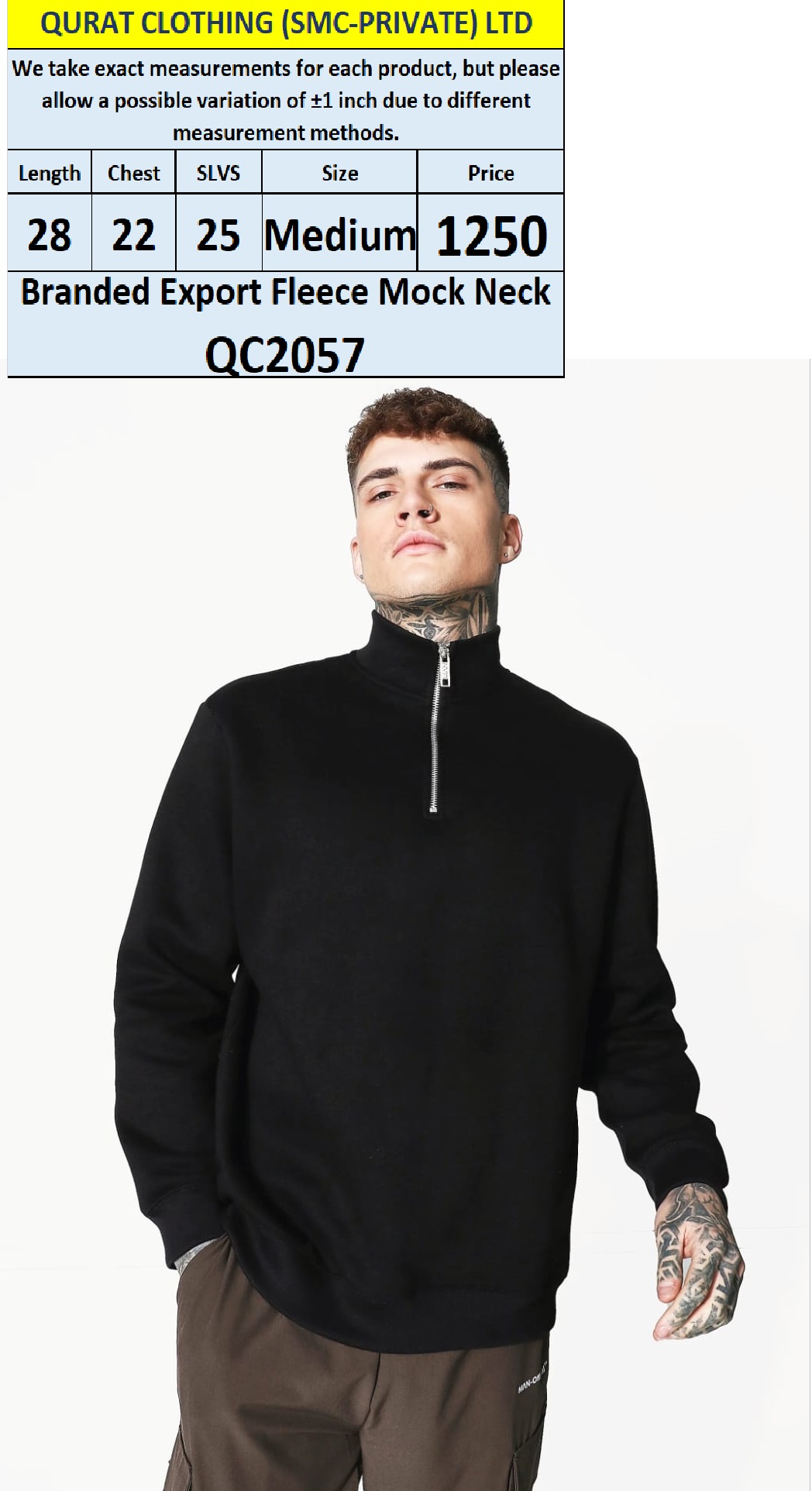 Branded Export Fleece Mock Neck Sweatshirt QC2057