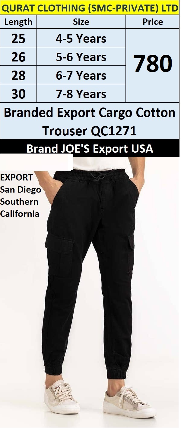JOE'S Brand Cargo Cotton Trouser QC1271 Export San Diego California