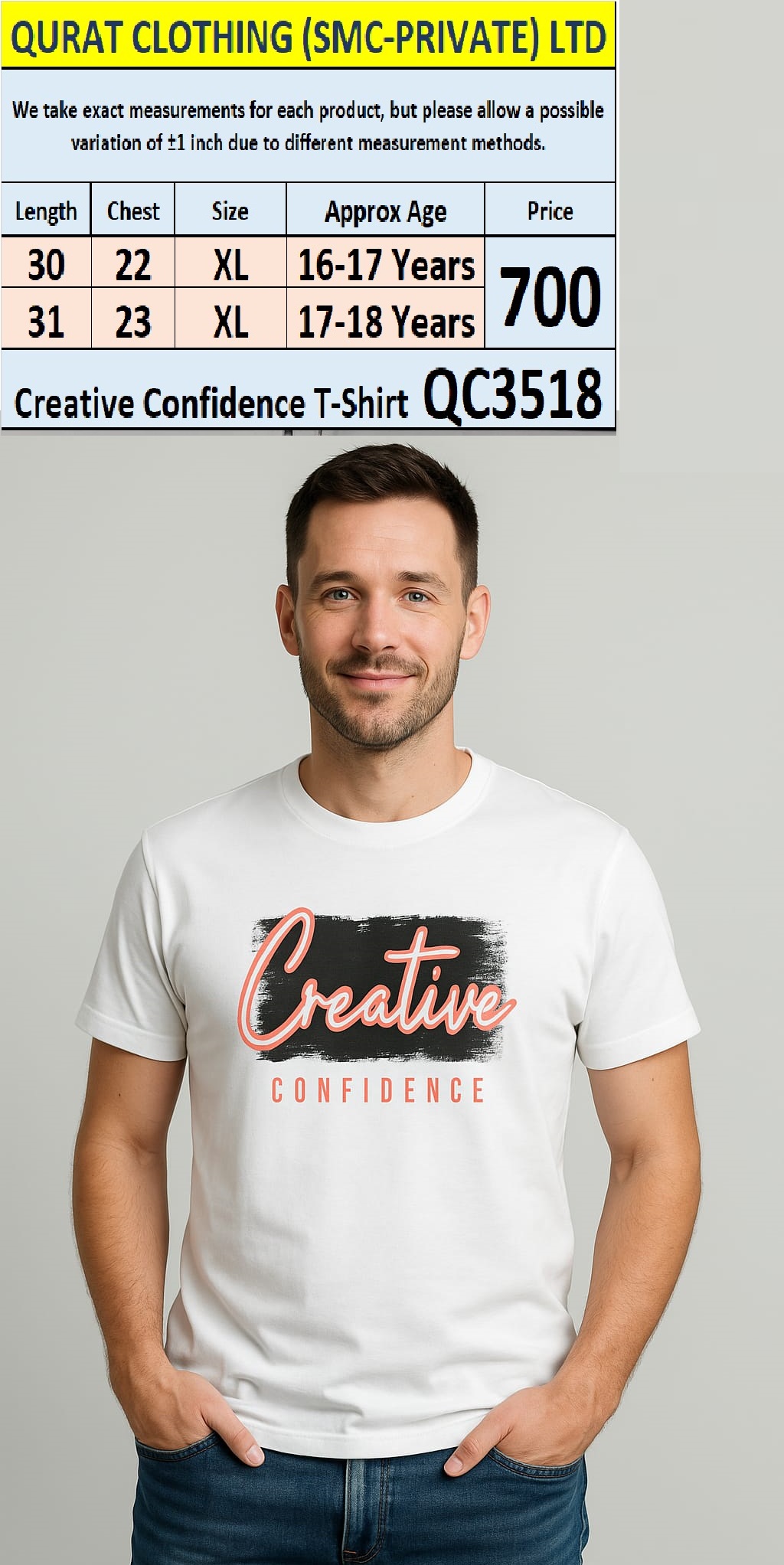 Soft Cotton Blended Creative Confidence - T-Shirt QC3518