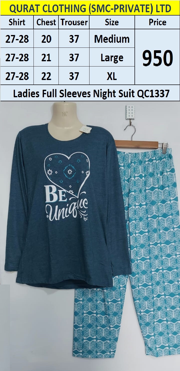 Ladies Full Sleeves Be Unique Night Suits QC1337