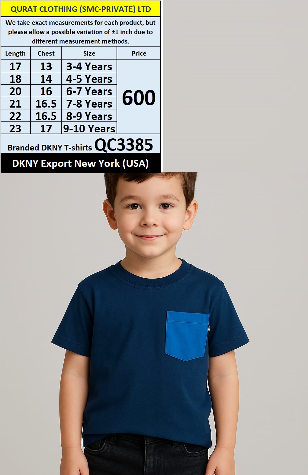 Branded DKNY T-Shirt QC3385 Export New York (USA)
