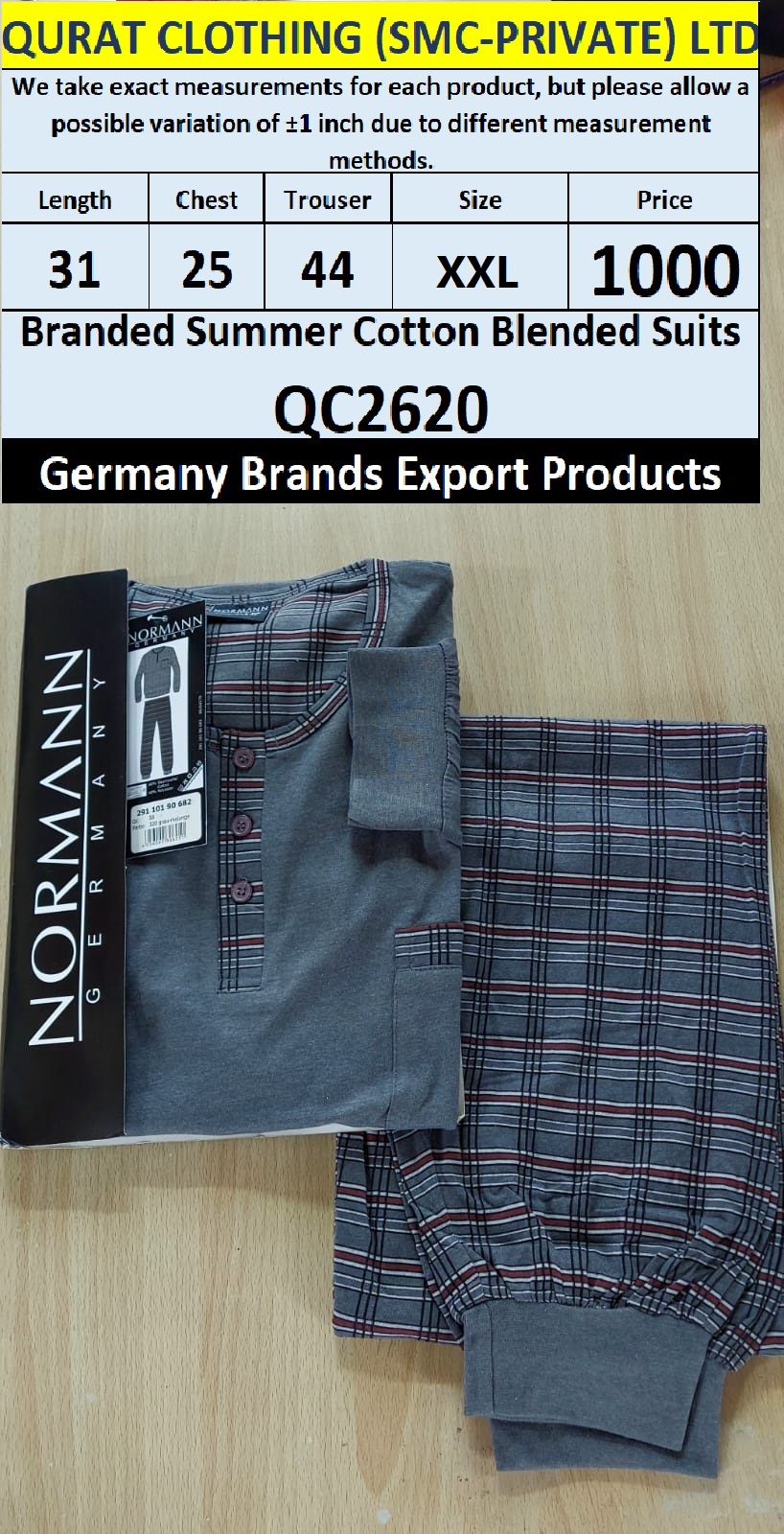 International Brands Summer Cotton Blended Suits Export Germany QC2620