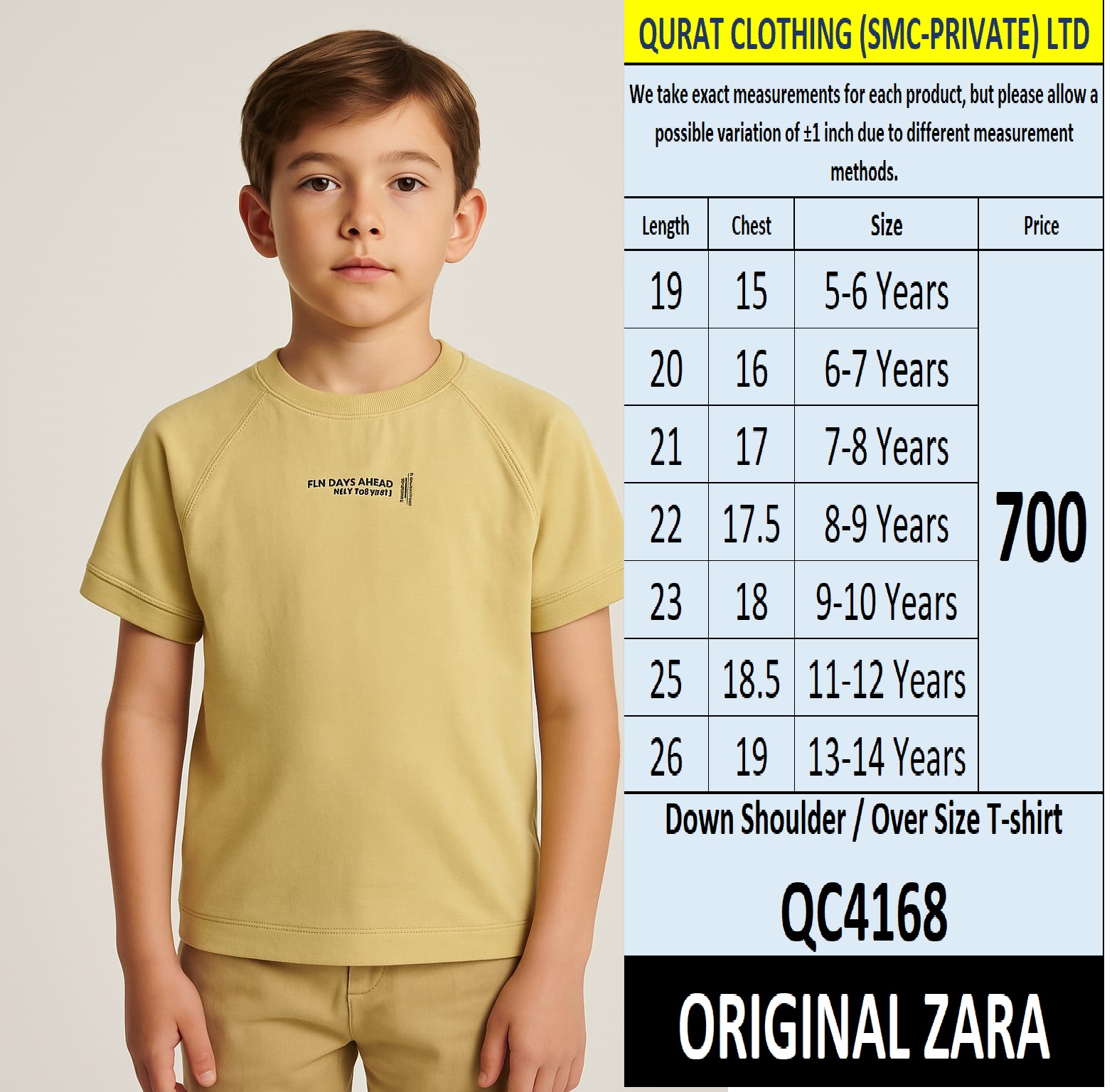 Original Zara Brand Trending Down Shoulder / Over Size T-shirt Export Spain, UK & USA - QC4168