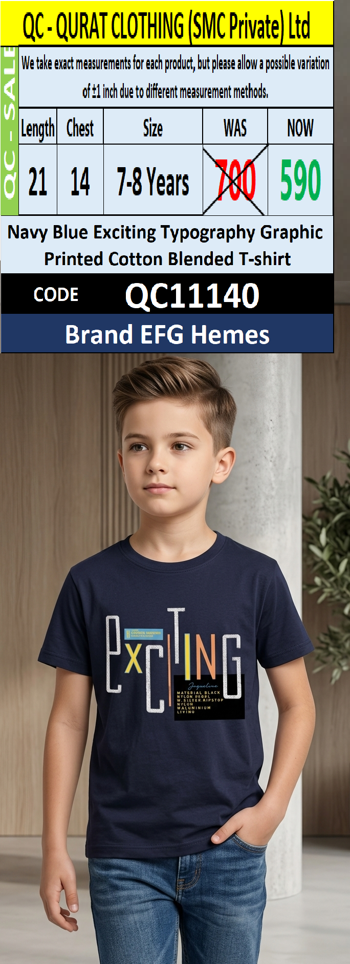 Navy Blue Exciting Typography Graphic Printed Cotton Blended T-shirt QC11140 – EFG Hemes