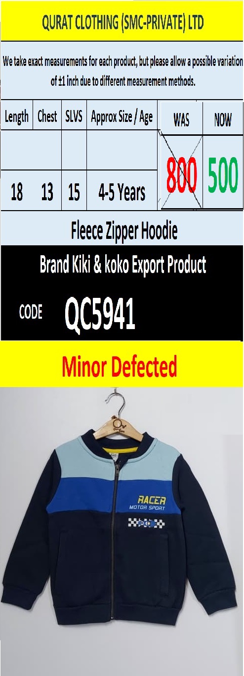 Kiki & Koko Brand Fleece Zipper Hoodie - QC5941 (Minor Defected)