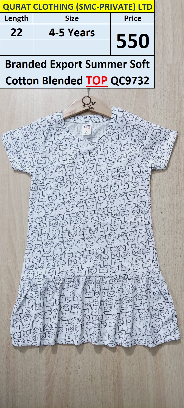 Branded Export Summer Printed Soft Cotton Blended TOP QC9732