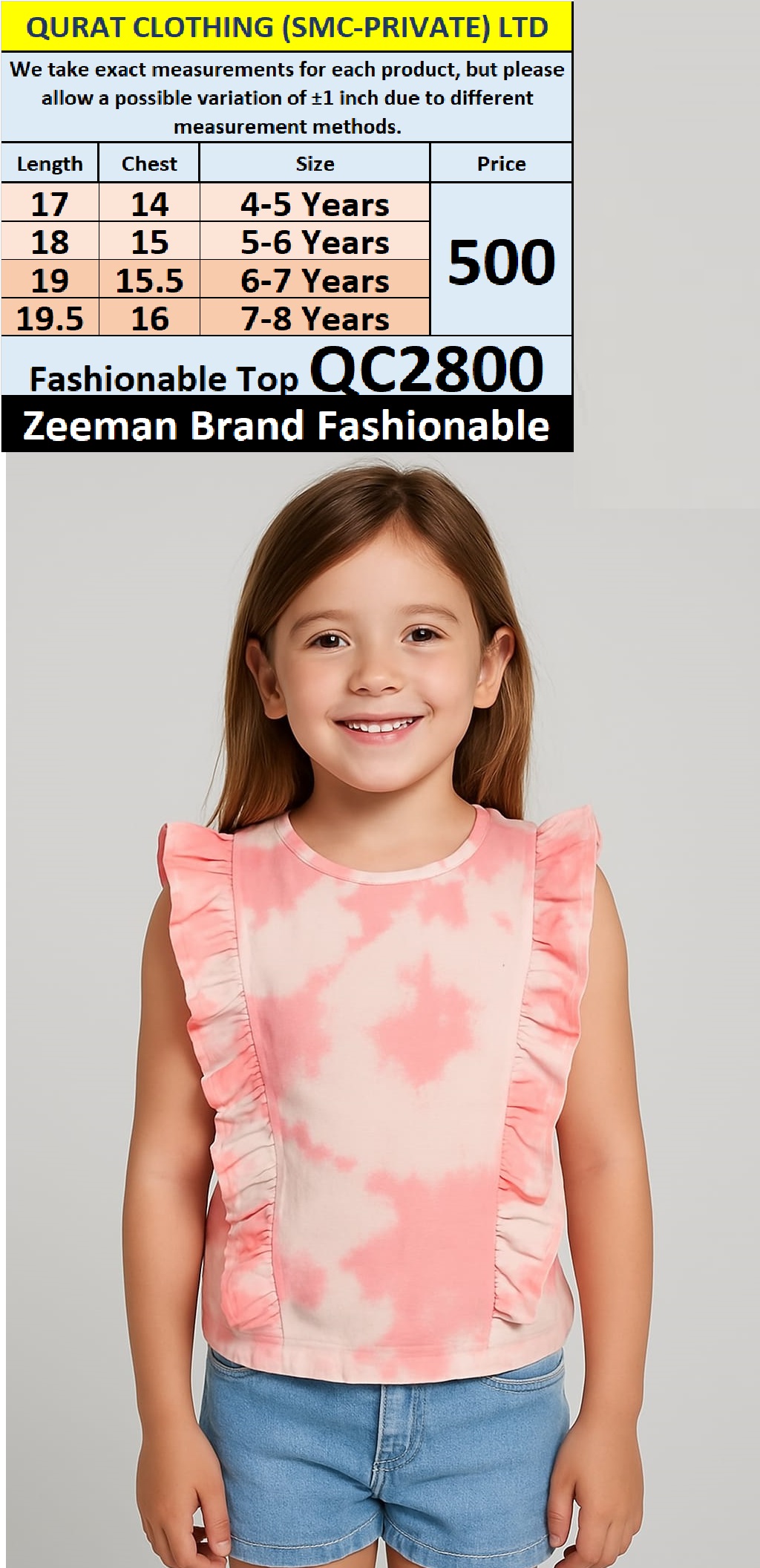 Zeeman Brand Fashionable Top QC2800 Export Europe 